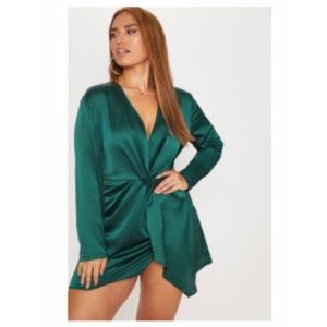 Satin long sleeve wrap dress